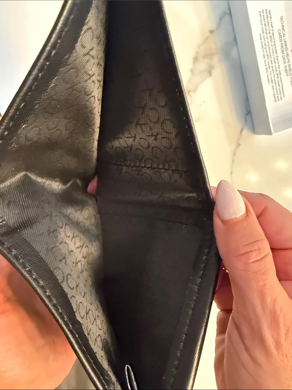 Calvin Klein Black Leather Card Holder Wallet with Box